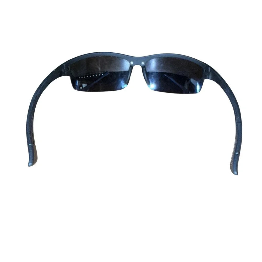 Piranha Mens Black Wrap Around‎ Sport Sunglasses Blue Mirrored Lens Outdoor